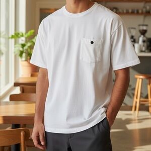 Bella Canvas White Short Sleeve Tee with Pocket